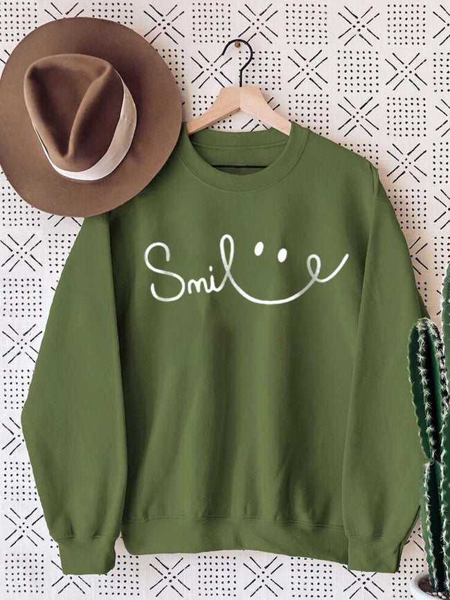 Women's Smile Face Print Sweatshirt