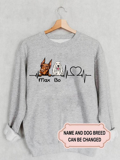Women's Heartbeat Dog Personalized Custom Sweatshirt For Dog Lover