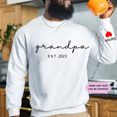 Men's Father's Day Gift Personalized Dad Or Grandpa Est Sweatshirt With Child's Name On Sleeve