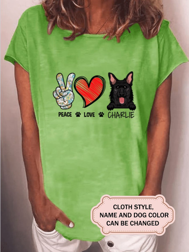 PEACE LOVE DOG For German Shepherd Lovers Personalized Custom T-shirt