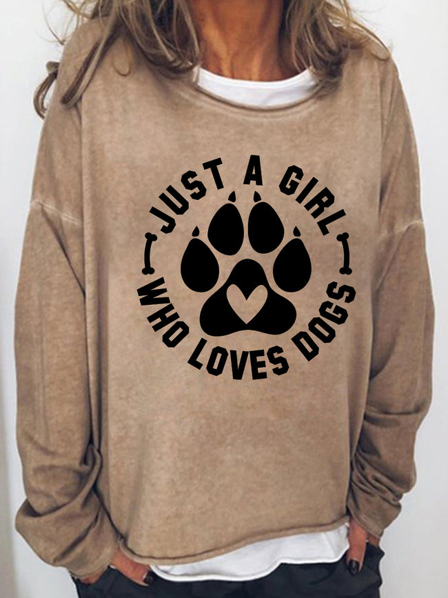 Women‘s Just A Girl Who Loves Dogs Long Sleeve Sweatshirt