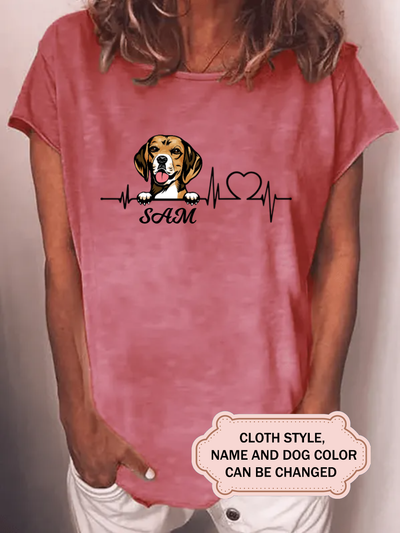 Heartbeat Dog For Beagle Lovers Personalized Custom T-shirt