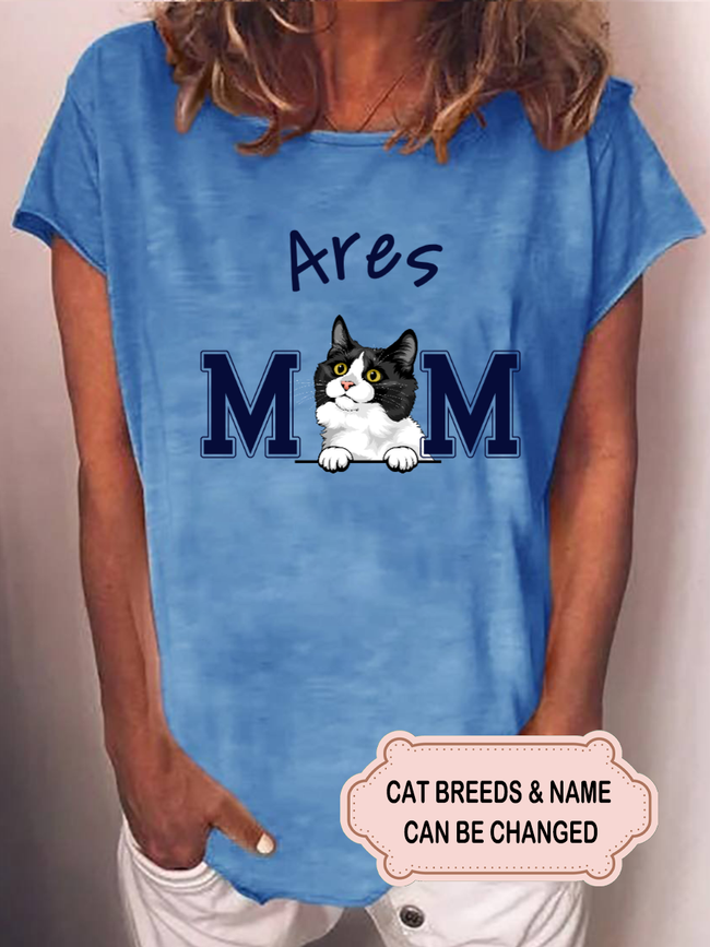 Women's Cat Mom Personalized Custom T-shirt