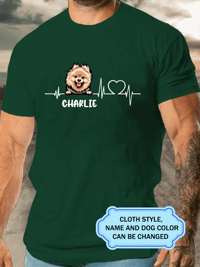 Heartbeat Dog For Pomeranian Lovers Personalized Custom T-shirt