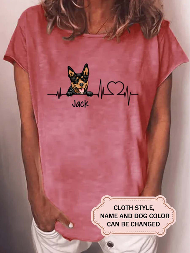 Heartbeat Dog For Kelpie Lovers Personalized Custom T-shirt