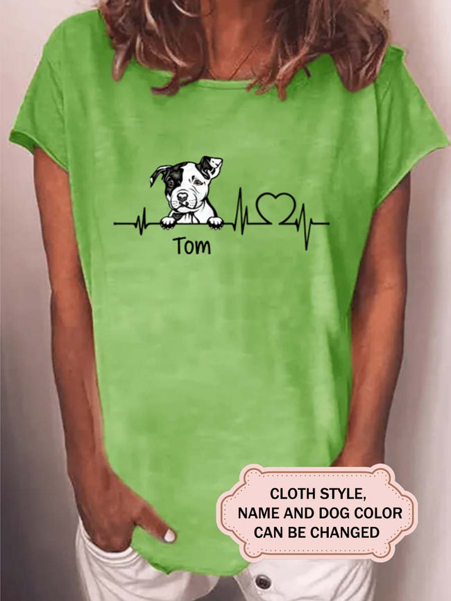 Heartbeat Dog For Pit Bull Lovers Personalized Custom T-shirt