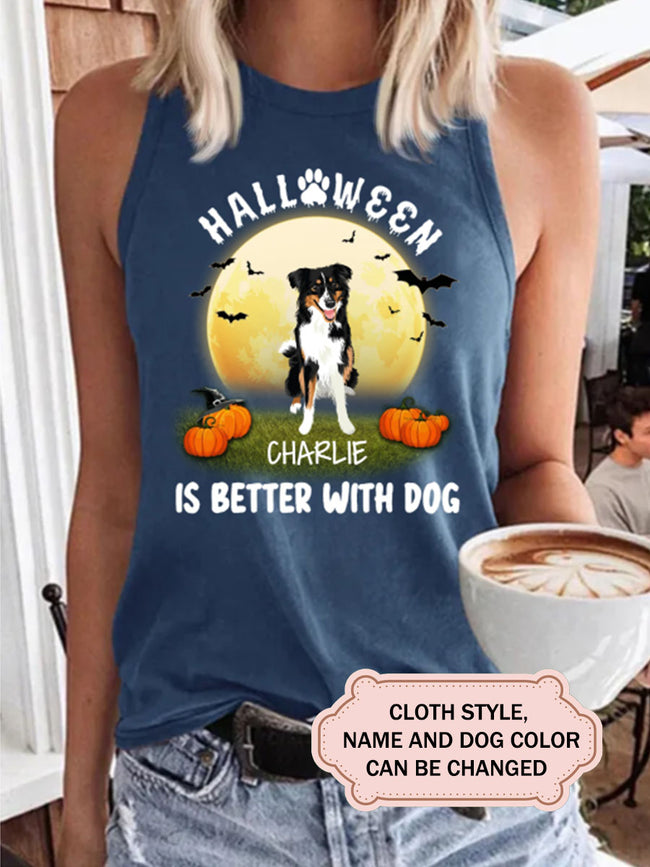 Women's Halloween Is Better With Dog Personalized Custom T-Shirt