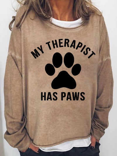 Women‘s My Therapist Has Paws Long Sleeve Shirt