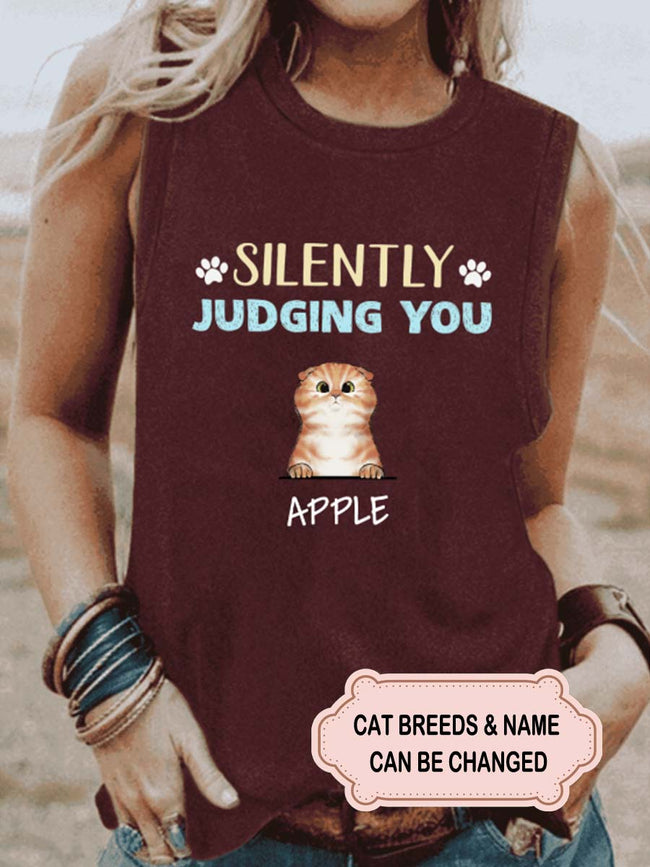 Women's Silently Judging You Personalized Custom Tank Top