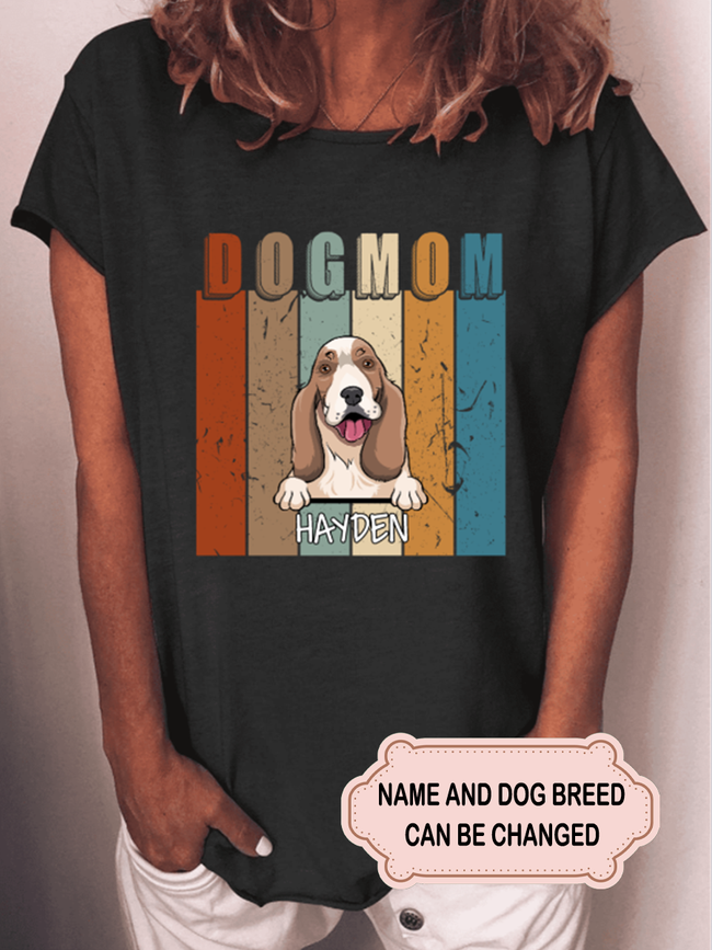 Women's Vintage Dog Mom Personalized Custom T-shirt