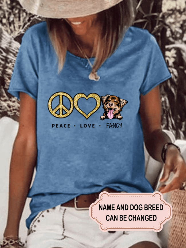 Women's Peace Love Dog Personalized Custom T-shirt