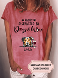 Women's Easily Distracted By Dogs Personalized Custom T-shirt