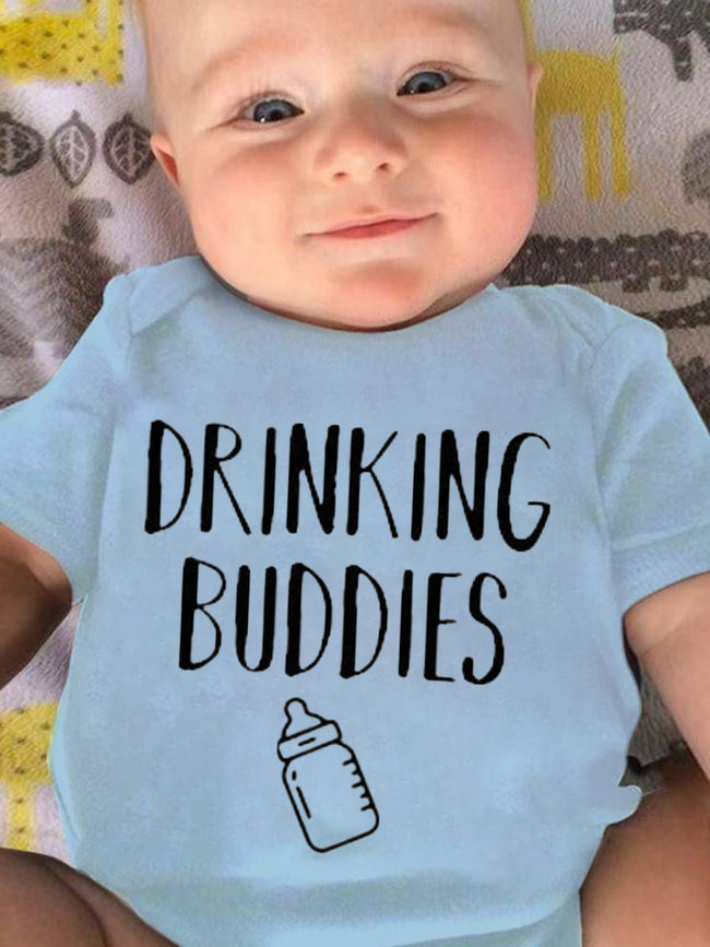 Palbrave Drinking Buddies Printed Twin Baby Onesies