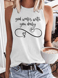 Women's God Walks With You Daily Dog Paw Tank Top