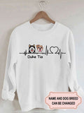 Women's Heartbeat Dog Personalized Custom Sweatshirt For Dog Lover