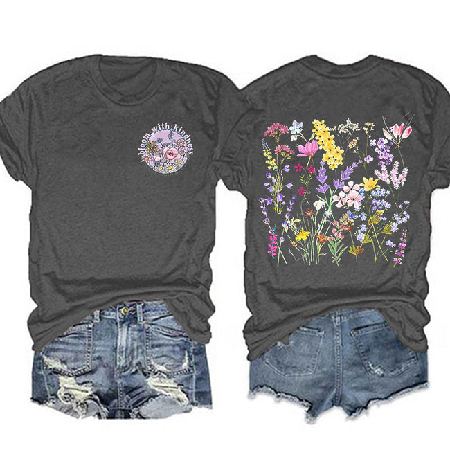 Women's Bloom With Kindness Print Tees Tops