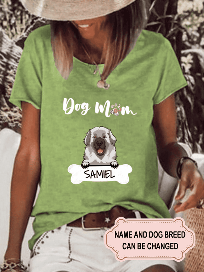 Women's Dog Mom For Dog Lovers Personalized Custom T-shirt