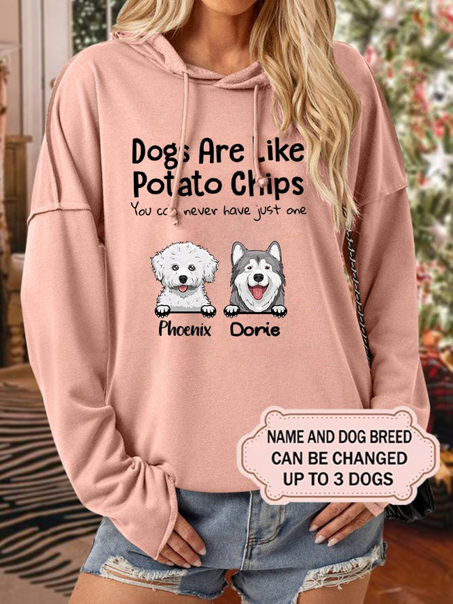 Women's Dogs Like Potato Chips You Can Never Just One Personalized Custom Long Sleeve Sweatshirt For Dog Lover