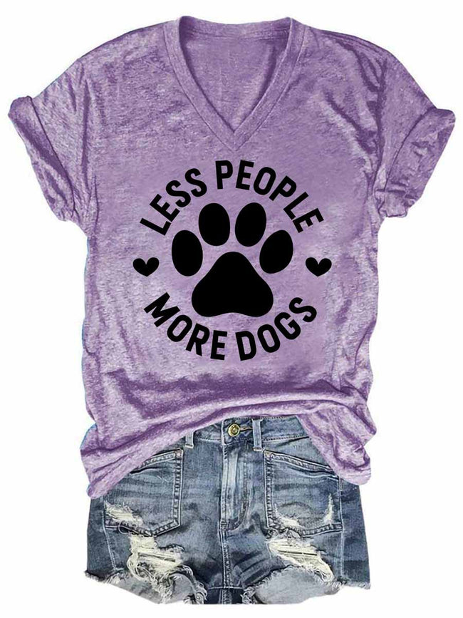Women's Less People More Dogs V-Neck T-Shirt