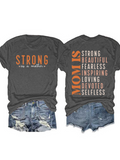 Women's Mom Is Strong Beautiful Fearless Inspiring Loving Devoted Selfless Print Tees Tops