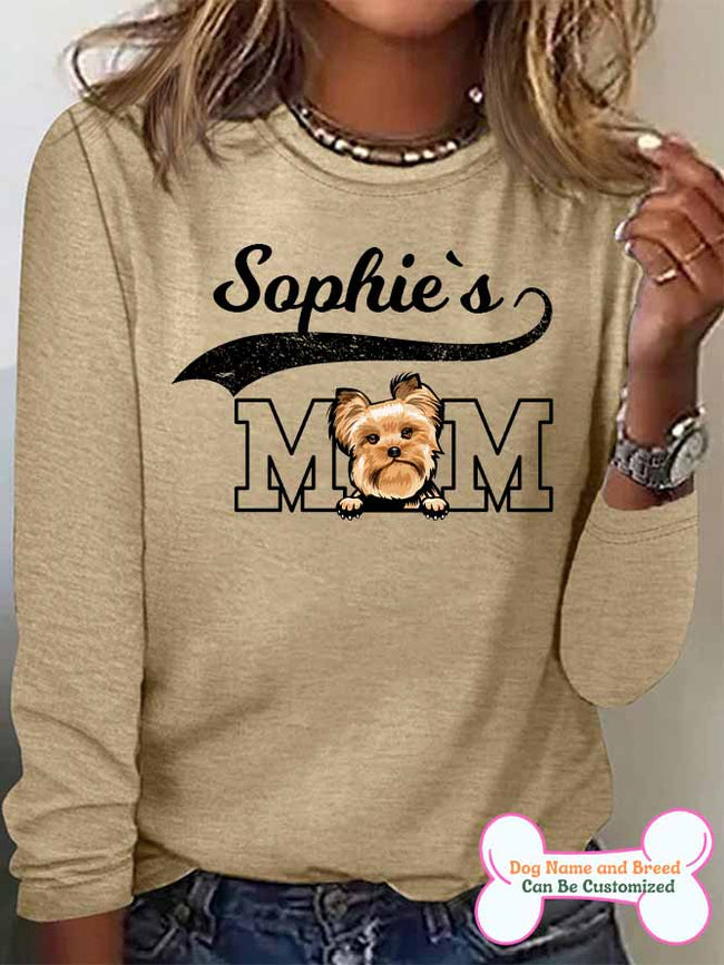 Women's Dog Mom Personalized Custom Long Sleeve Top For Dog Lover