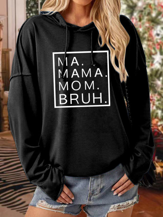Women's Ma Mama Mom Bruh Print Long Sleeve Sweatshirt