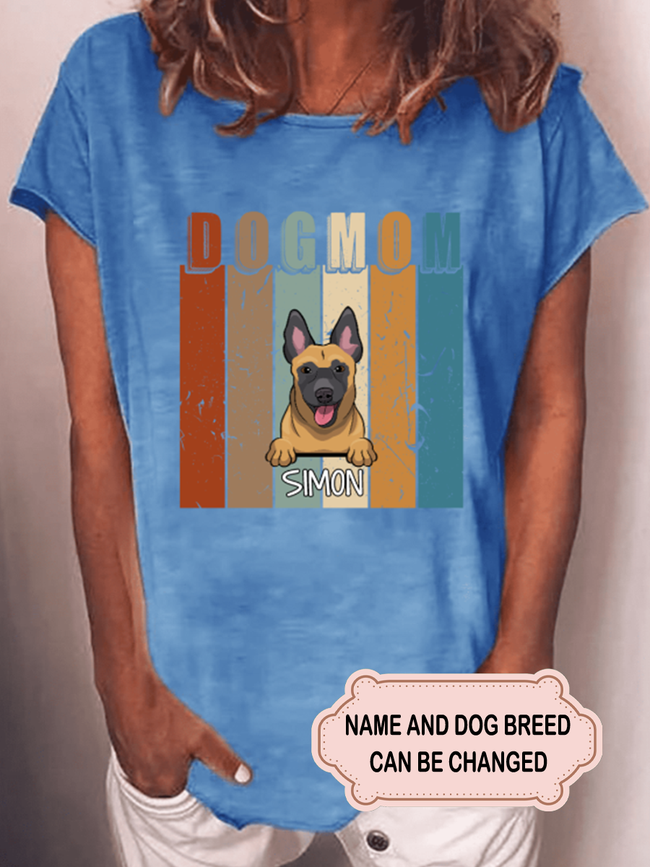 Women's Vintage Dog Mom Personalized Custom T-shirt