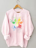 Women's Colorful Dog Paw Print Sweatshirt