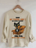 Women's So Lazy Can't Move Lazy Cat Print Sweatshirt