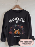 Women's Protected By Dog Personalized Custom Sweatshirt For Dog Lover