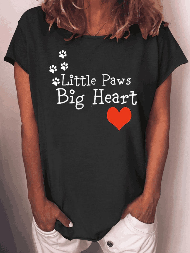 Women's Little Paws Big Heart Print T-Shirt