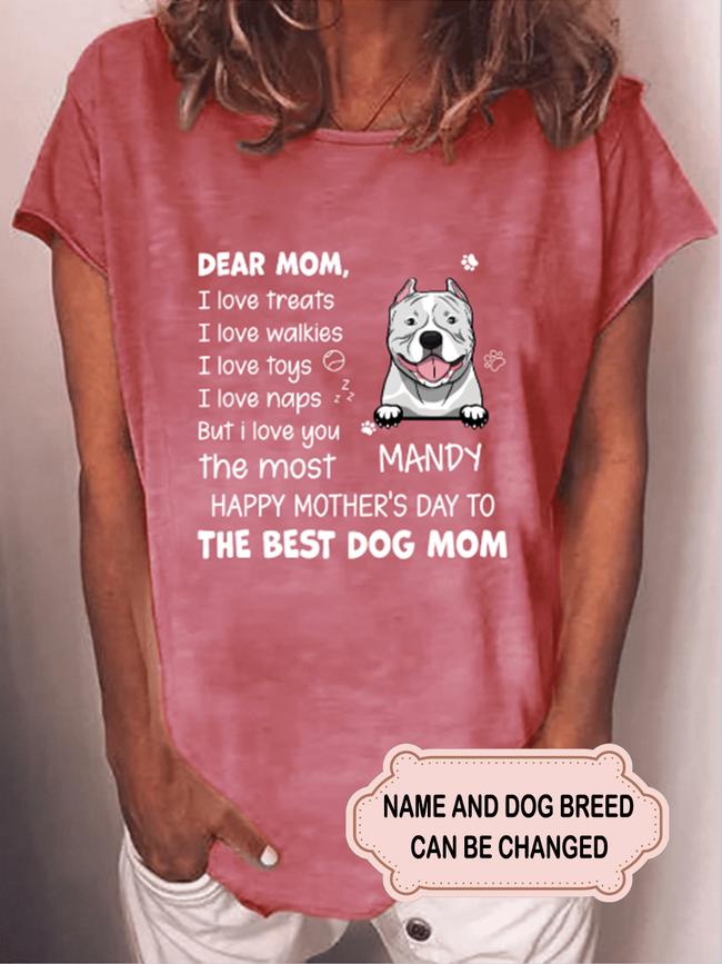 Women's Dear Mom I Love Treats Personalized Custom T-shirt