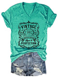 Women's 40th Birthday Vintage 1982 Aged To Perfection V-Neck T-Shirt