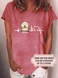 Women's Heartbeat Dog For Dog Lovers Personalized Custom T-Shirt