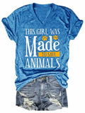 Women's This Girl Was Made To Save Animals V-Neck T-Shirt