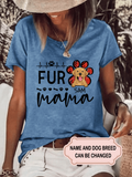 Women's Hearbeat Fur Mama Personalized Custom T-shirt