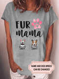 Women's Fur Mama Dog Paw Personalized Custom T-shirt