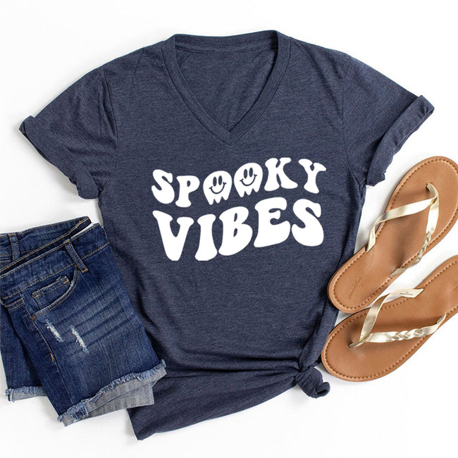 Women's Spooky Vibes V-Neck T-Shirt