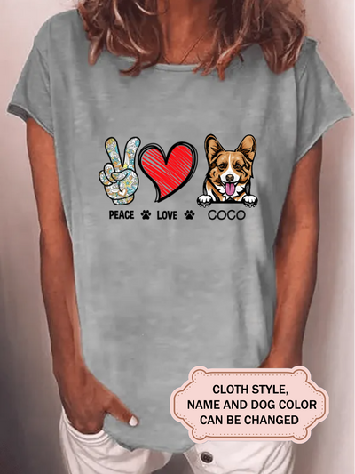 PEACE LOVE DOG For CORGI Lovers Personalized Custom T-shirt