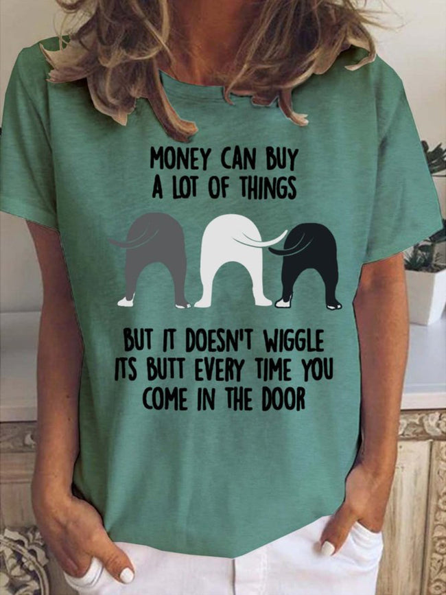 Women's Dog Wiggle Butt Crew Neck T-shirt