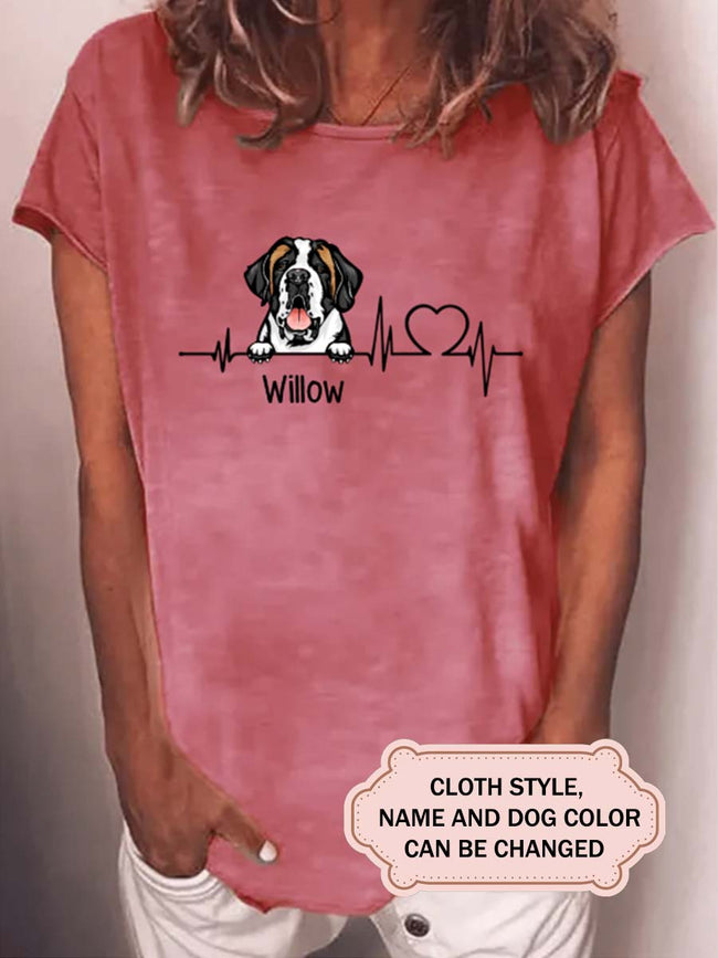 Heartbeat Dog For Bernedoodle Lovers Personalized Custom T-shirt